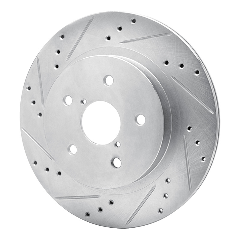 Subaru Outback Brake Rotor (1) - Rear Left - R1 Concepts - Drilled & Slotted - Silver - `15-`25